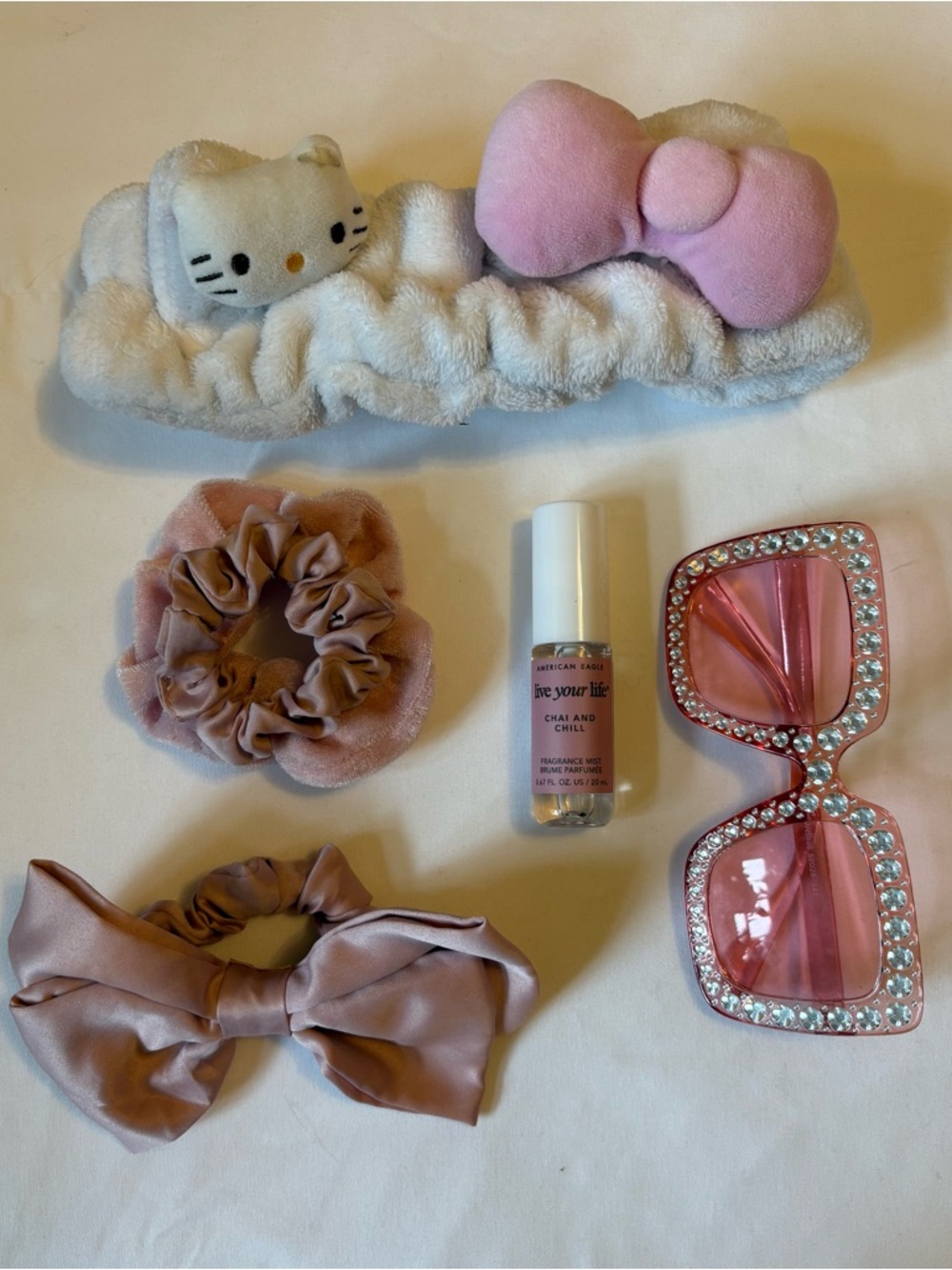 Pink Kids Hair Accessory Set with Plush Bow Headband